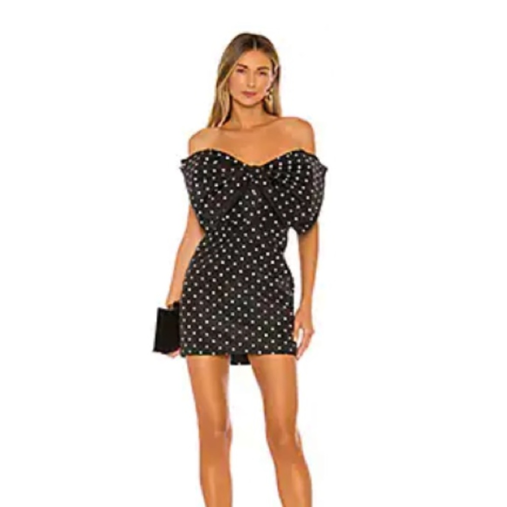 Bardot Spot Bow Dress in Polka Dot